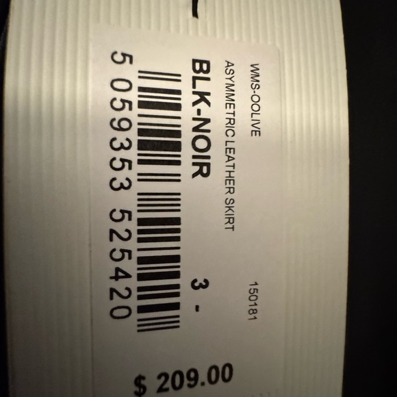 Ted Baker Black Asymmetrical Leather Skirt with Rose Gold exposed zipper - Picture 4 of 4